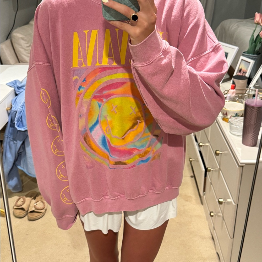 Urban Outfitters Oversized Nirvana Pink Sweatshirt